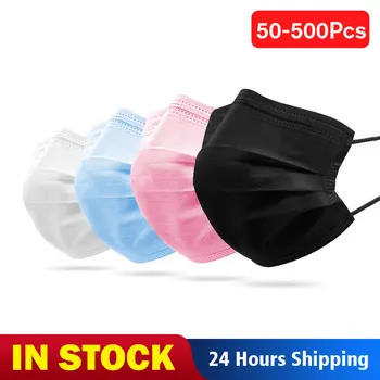 

Disposable Mask Non Woven Anti-Dust 3 Layers Meltblown Filter Breathable Face Mouth Adult Blue Black White Pink Masks In Stock