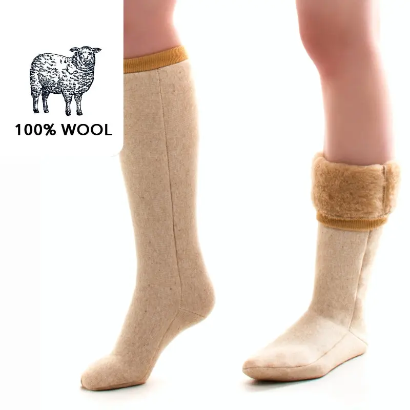 Sheep wool knee socks elastic caramel color | Женская одежда