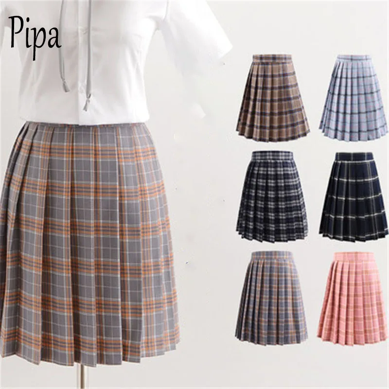 

Pipa 2020 Women Summer High Waist Pleated Plaid Skirt Female Anime Short Skirts Saia Curta Jupe Plissee Femme S-5XL