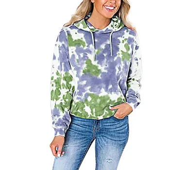 

Hooded Sweatshirt Women Tie Dyeing Printed Long Sleeve Casual Loose Hoodie Sweatshirts Pullover Tops Sudadera Mujer Streetwear