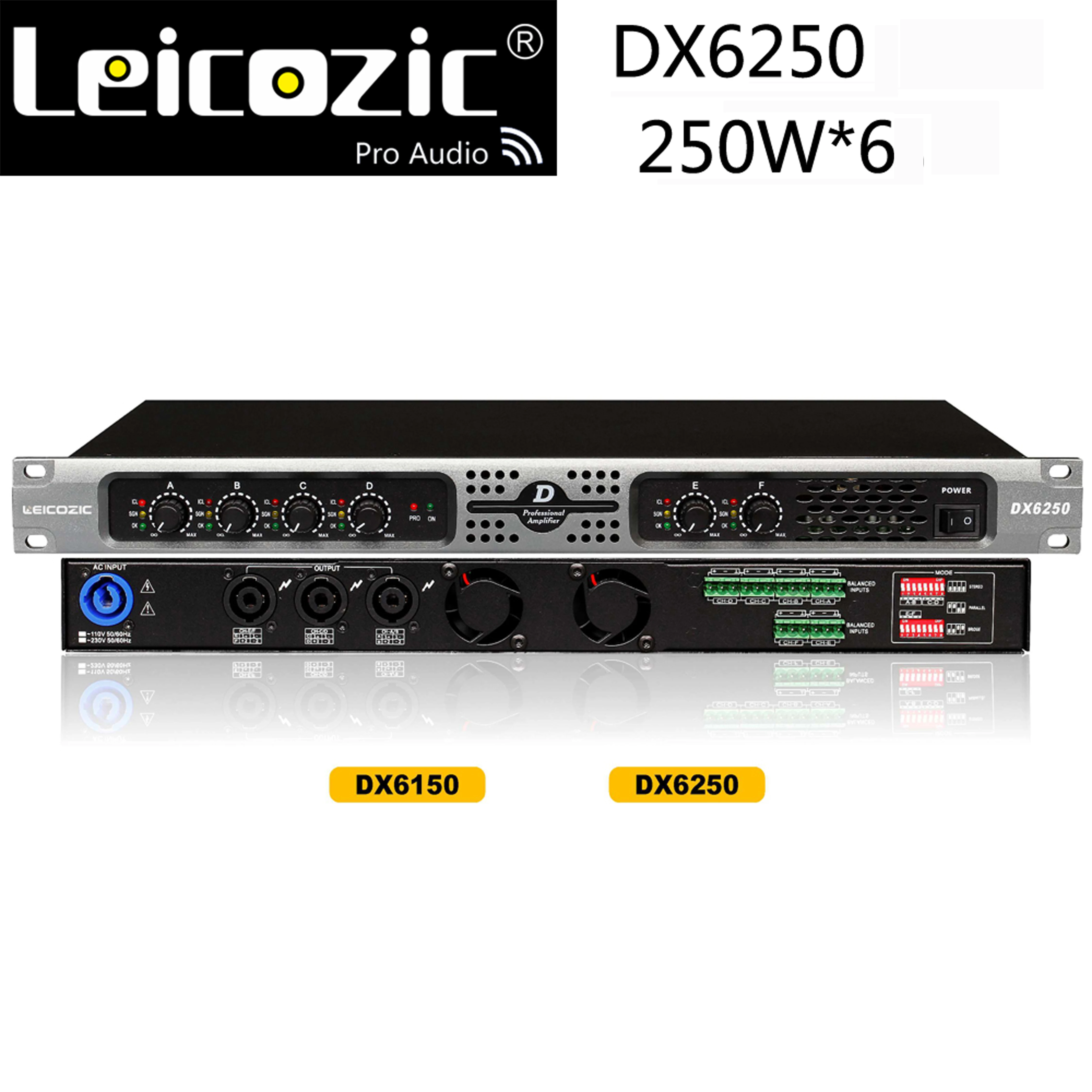Leicosic DX6250 6 канальный усилитель мощности класса d 250 Вт RMS 6х400 усилители 4 Ом