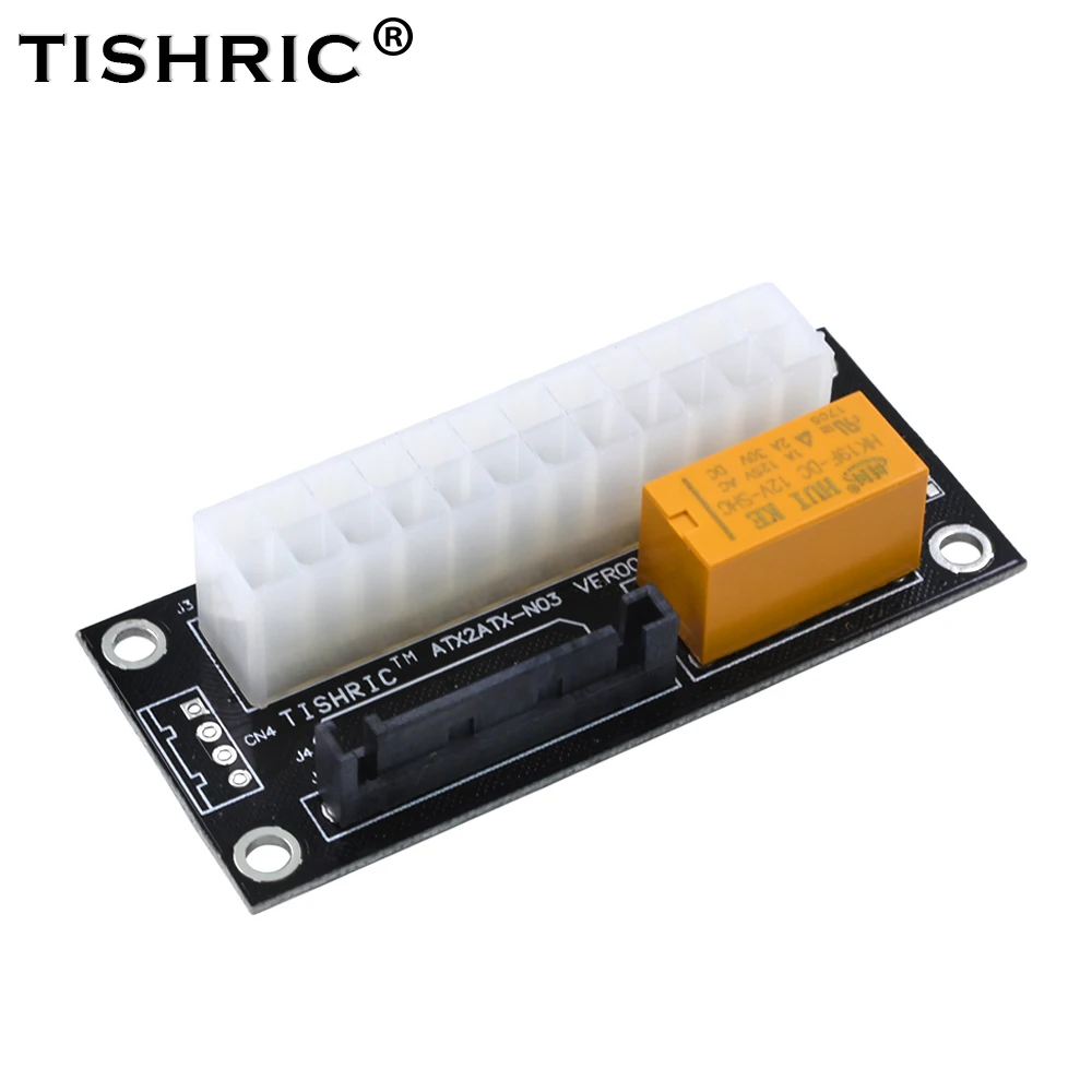 TISHRIC Dual PSU Power Supply Sync Adapter Add2psu ATX 24Pin To 4pin/SATA Molex Synchronous Connector Riser Cable Miner Mining
