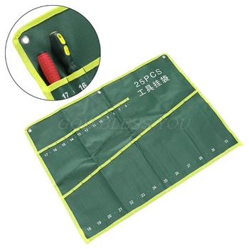 

6/8/10/12/14/25 Pocket Grids Canvas Roll Spanner Plier Wrench Tool Storage Bag Drop Ship