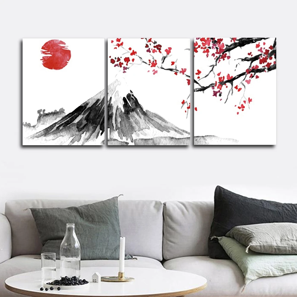 

Abstract Painting on the wall Landscape Canvas Wall Art Minimalist Chinese style Scenery Posters Print Wall Art Pictures Decor