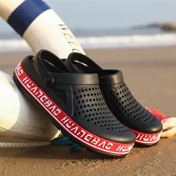 

Coslony Men Sandals Rubber Clogs Shoes Hole Shoes EVA Sandalias Summer Beach Shoes Slippers Cholas hombre High Quality Black