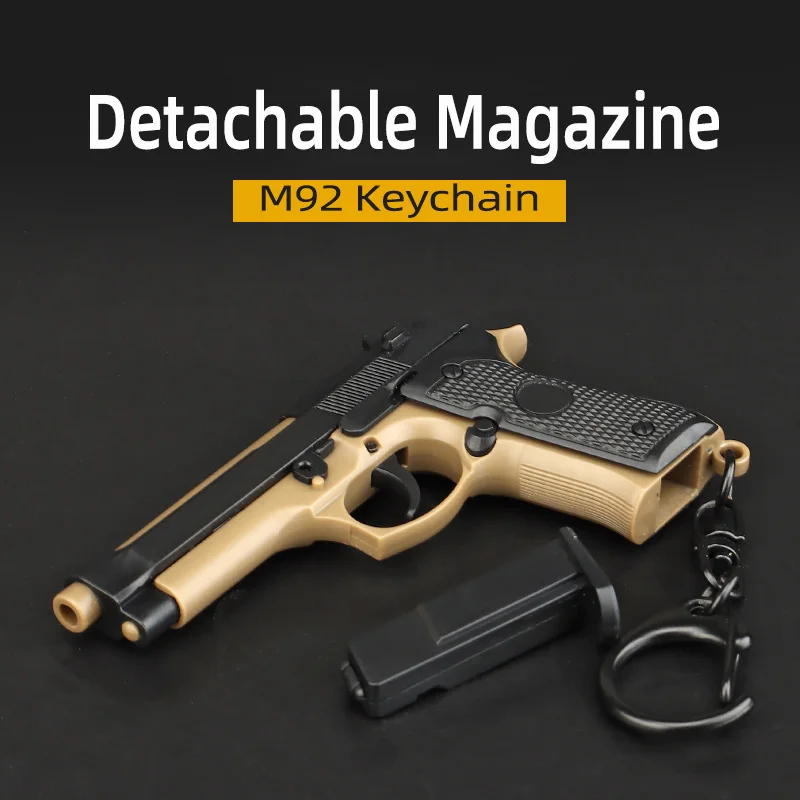 2021 New M92 Tatical Pistol 1:4 Reduced Model Keychain Gift Pendant Detachable 