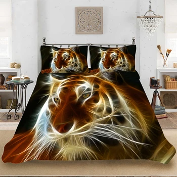

Tiger Animal Simple Style King-Full Size Bedding set Bedclothes Include Duvet Cover Pillowcase Print Home Textile Bed Linen