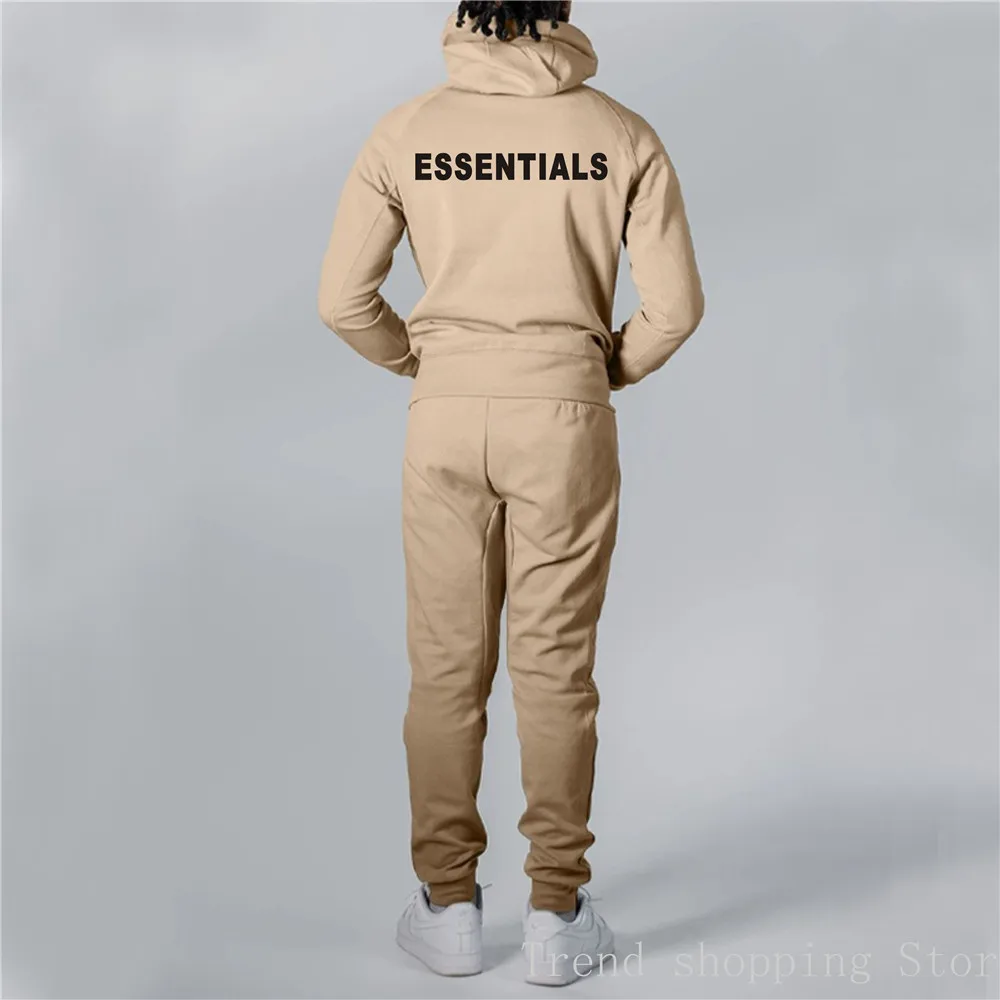 21SS Essentials Hoodie Set Men's Women's Fashion Sweatshirt 2piece Set Essentials Casual Sweatpants Hip Hop Jogging Sports Set mens 2 piece set