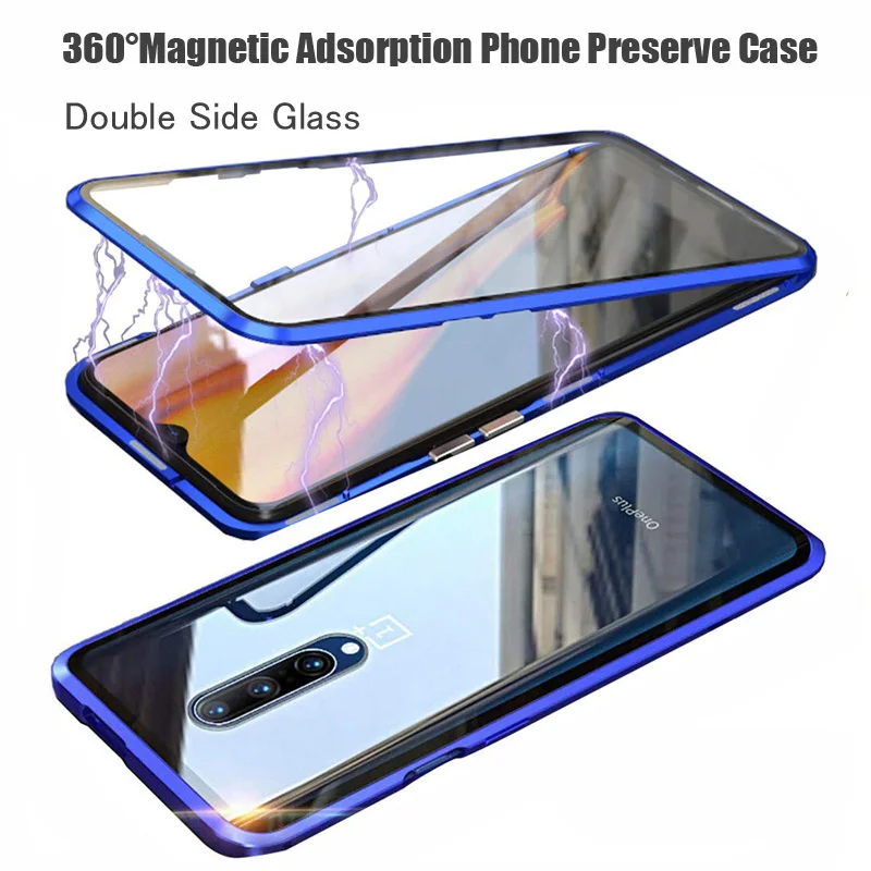 Double Side 360 Degree Magnetic Adsorption Glass Case For Oneplus 7 Oneplus 7T Pro Phone Preserve Case For Oneplus 6 6T Cover