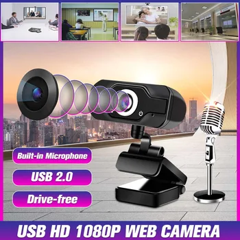 

1080P Hd Webcam with Mic USB 2.0 Rotatable PC Desktop Laptop Web Camera Cam Mini Computer WebCamera Cam Video Recording Work
