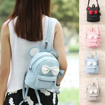 

2019 Ms. Mickey Minnie Fashion Backpack Cute Cartoon Bag Shoulder Bag Pink Bow Mini Backpack Children School Bag Dropship Y12.16