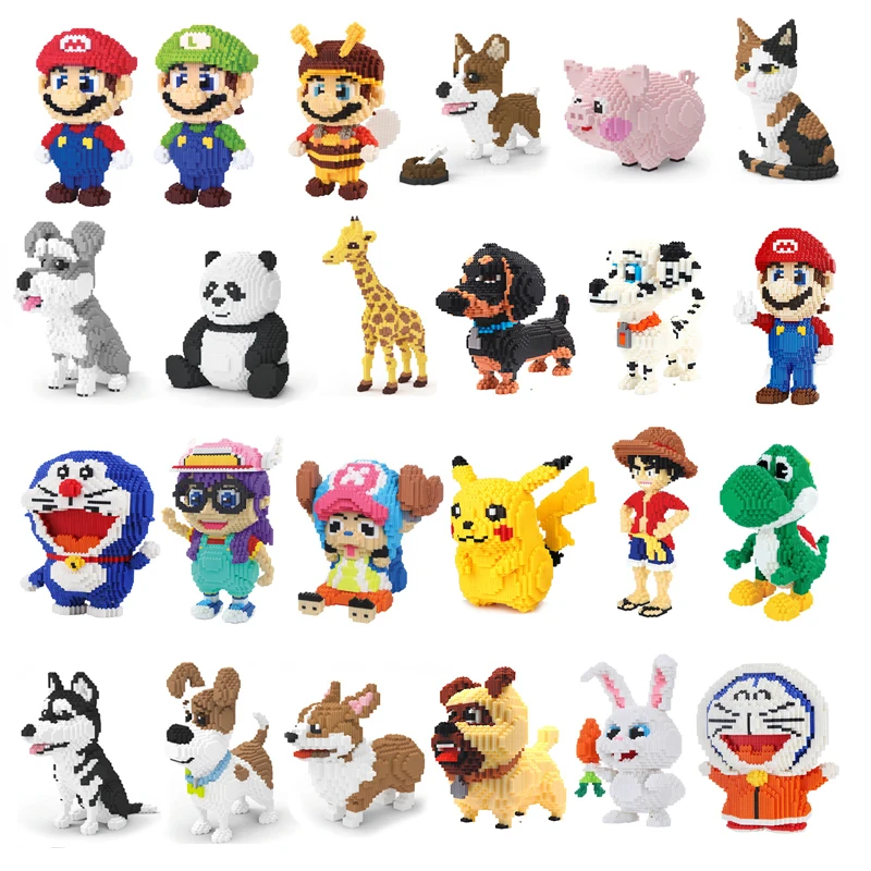

Xizai Animal Pet Husky Schnauzer Welsh Corgi Jack Russell Dog Persian Cat Panda Giraffe Pig DIY Mini Building Blocks Toy no Box