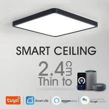 MARPOU-Lámpara LED de techo inteligente, luces cuadradas ultrafinas de 2,4 CM, con Control por voz, Wifi, Alexa/Google, para sala de estar