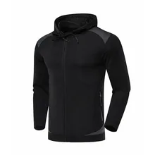 Мужской Эластичный Спортивный комплект, пальто и штаны, на заказ, с капюшоном, с длинным рукавом, на молнии, куртка для бега, бадминтона, фитнеса, тренировочный костюм