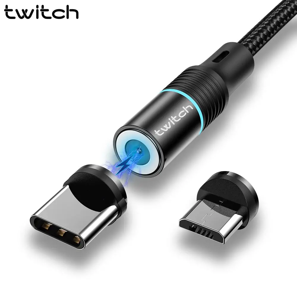 

Twitch T01 Magnetic USB Cable Fast Charging USB Type C Cable Magnet Charger Micro USB Cable Mobile Phone Cable USB Cord Wire