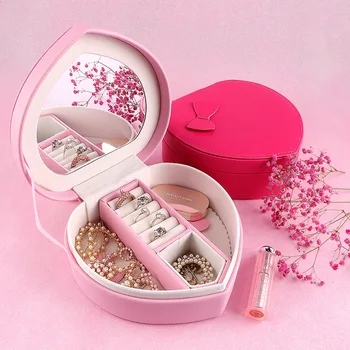 

Modelling of love Portable Jewelry Box Organizer Travel Leather Jewellery Ornaments Case Storage Box