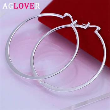 

AGLOVER 925 Sterling Silver Big Hoop Earrings For Women Fashion Jewelry Gift Wholesale