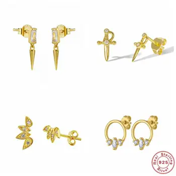 

CANNER 100% Real 925 Sterling Silver Small Cute CZ Zircon Stud Earrings For Women Piercing Earring Earings Jewelry Pendientes