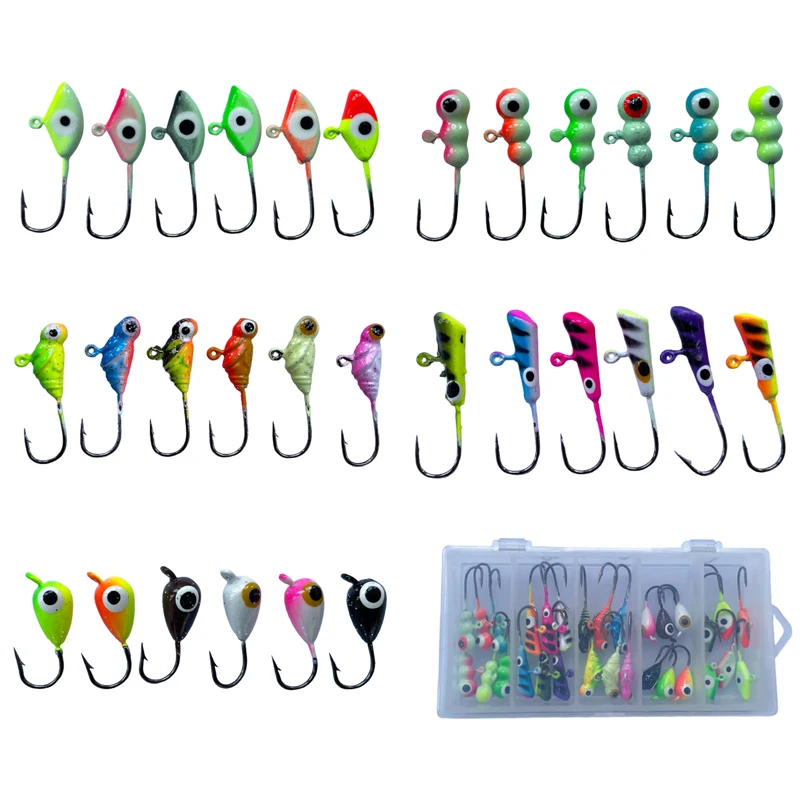 6Pcs/Bag or 30Pcs/Box Winter Ice Fishing Lure 1.2g~1.9g Mini Metal Lead Head Hook Bait Jigging Barbed | Спорт и развлечения