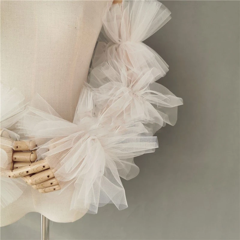Mingli Tengda Bridal Gloves Wedding Accessories Mori Exaggerated Modeling Long Gloves Wedding Arm Cover Decorated Bride Tulle lace gloves wedding dress gloves