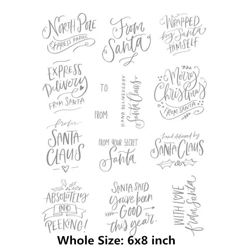 Word Clear Stamps Christmas Word Circle Square Frame Clear Stamps and Metal Cutting Dies for Scrapbooking Card Making Embossing Craft New - Цвет: Word Clear Stamps