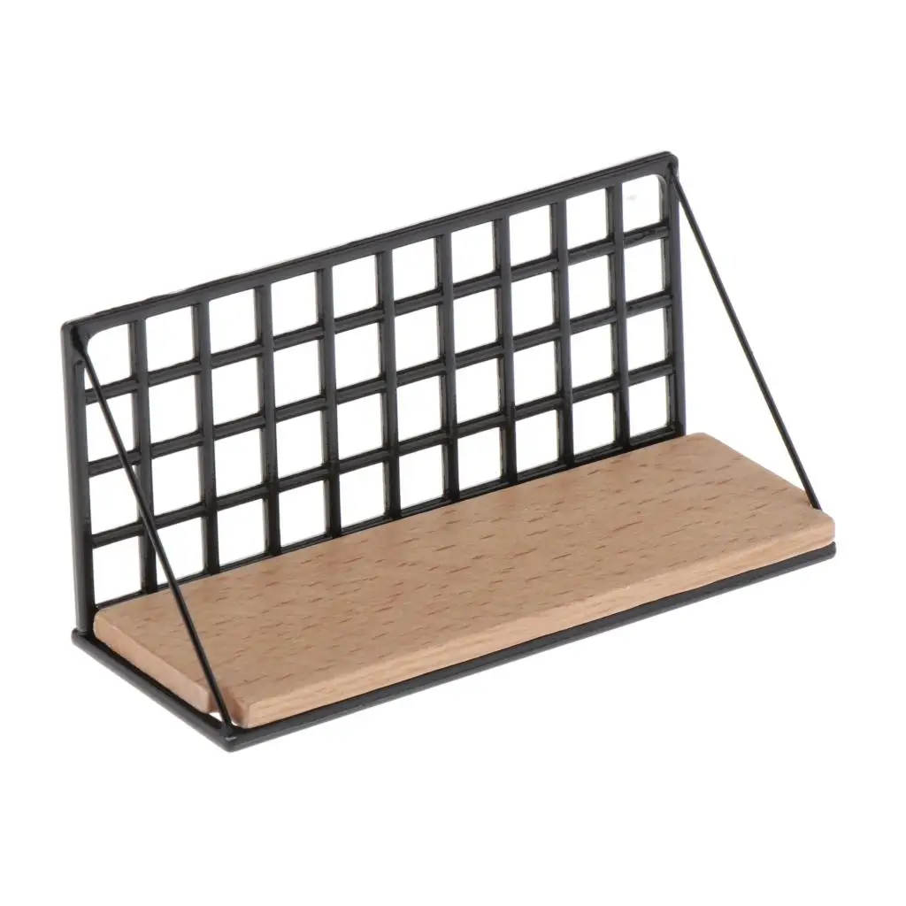 1/12 Dollhouse Metal Wall Storage Shelf Display Hanging Shelving Room Decoration (Black)