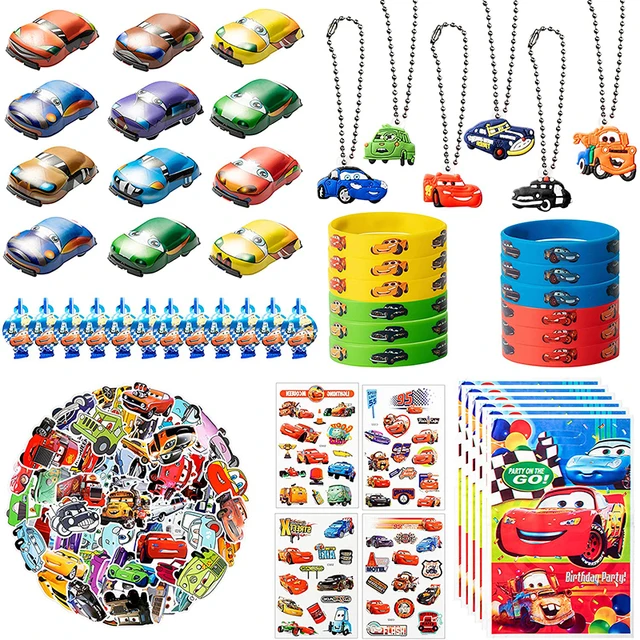 122Pcs Racing Cars Theme Party Supplies Kits Favor Bracelet Mini Car Keychain Sticker All-in-one Pack Parties Supplies for Kids 1