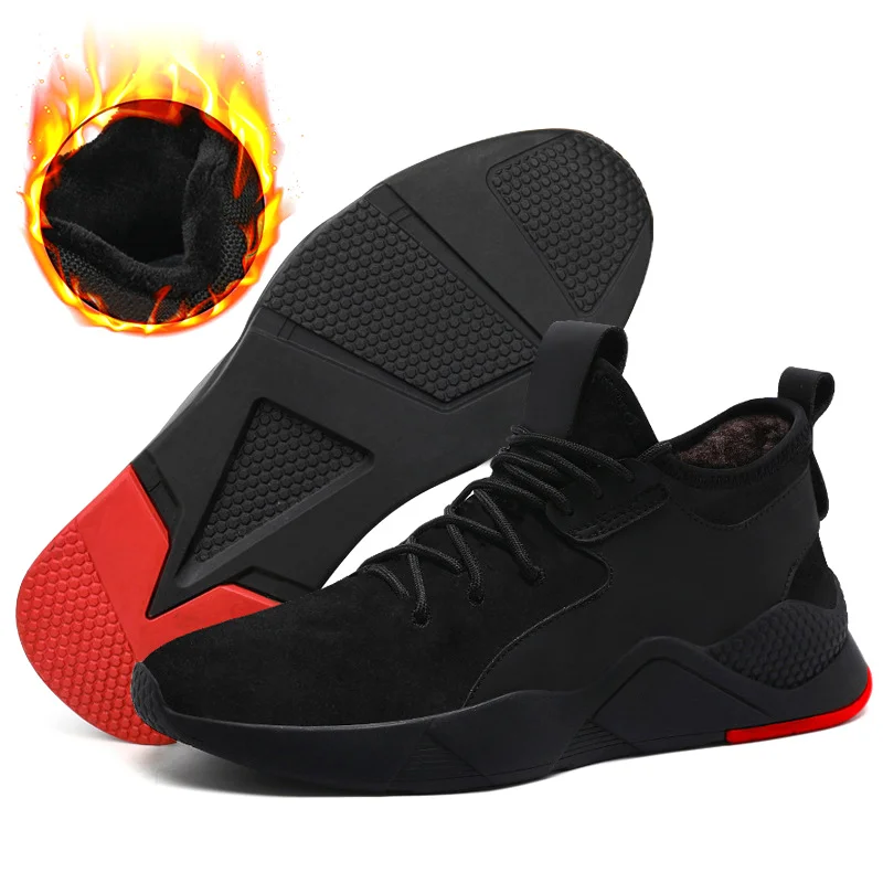 1 Pair Heavy Duty Sneaker Safety Work Shoes Warm Plush Puncture-proof for Men Winter J9