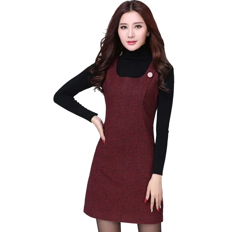 Женское шерстяное платье-жилет базовое офисное платье из шерсти в стиле мори для