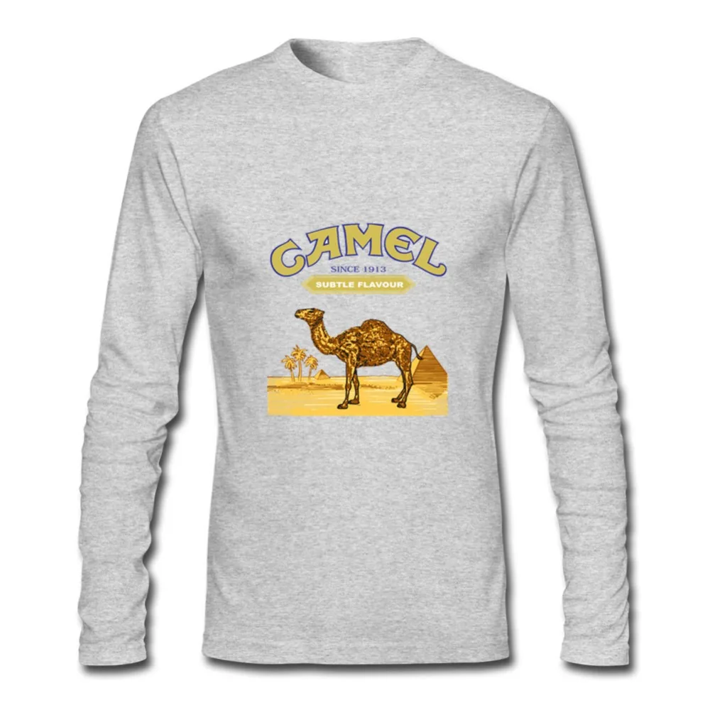 Мужская футболка 5 основных цветов, Camel, длинный рукав, тонкая футболка, Мужская Однотонная футболка, 3XL размер, с круглым вырезом