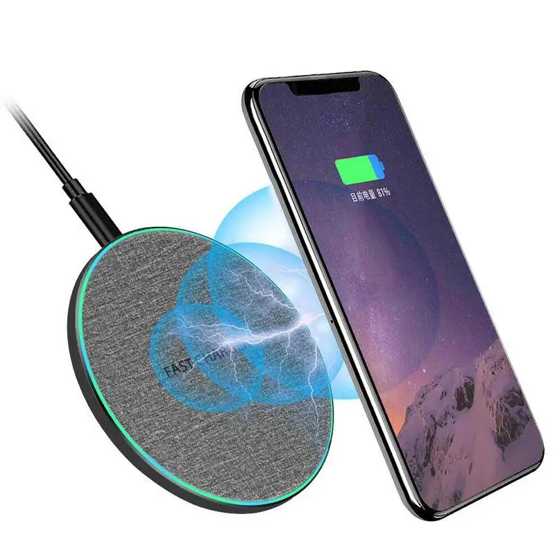 15w Wireless Charger Denim Fabric For Samsung Galaxy S8 S9 S10 Plus Qi 