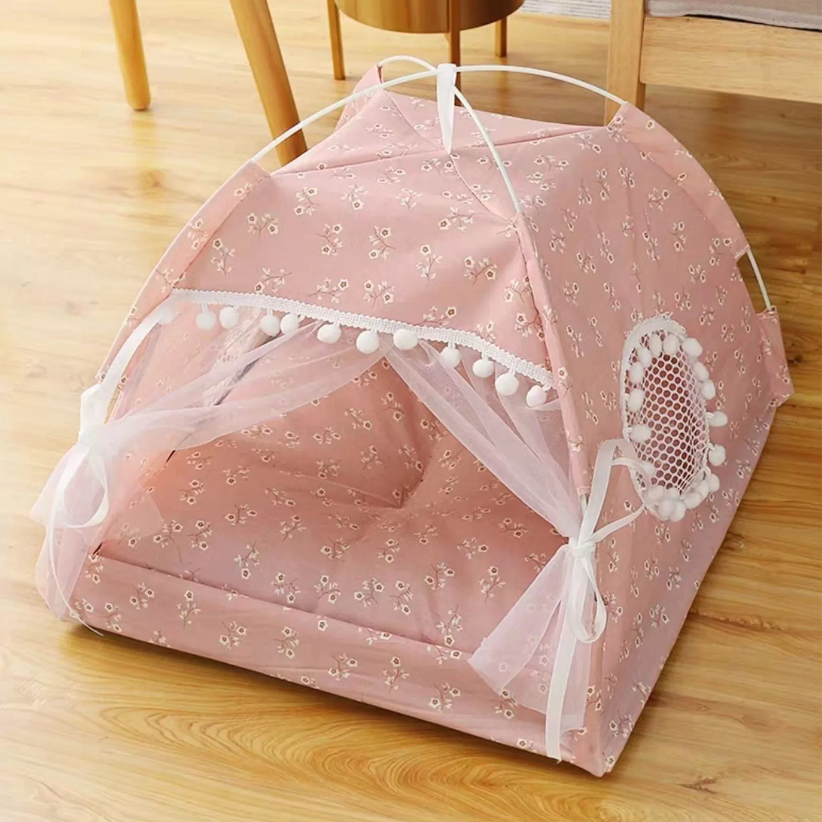 Pet Tent Cave Bed for Cat Small Dog with Removable Washable Cushion Folding Teepee Puppy Cat Indoor Outdoor Kennels Cave