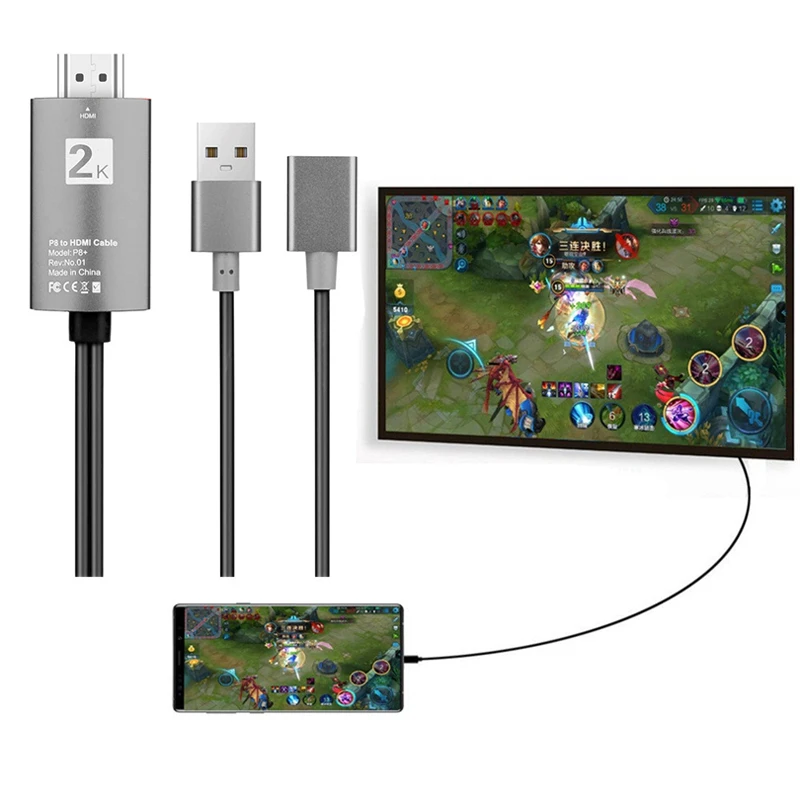 2K Micro usb type C IOS Android экран телефона зеркалирование литой кабель для iPhone iPad huawei samsung LG подключение к HDMI ТВ проектор