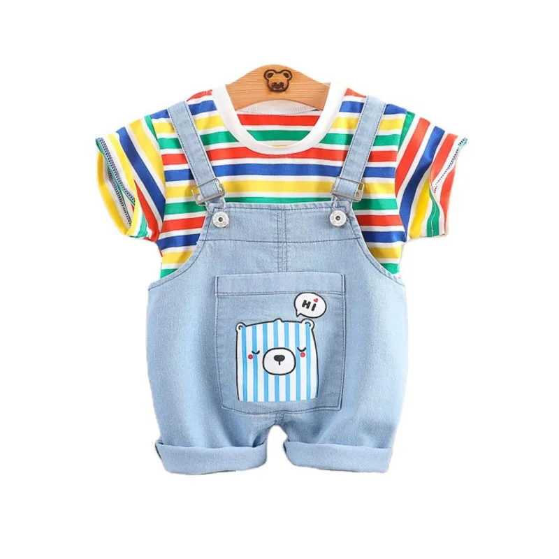 

New Summer Baby Girls Clothes Children Boys Cotton T Shirt Strap Pants 2Pcs/set Toddler Fashion Clothing Infant Kids Tracksuits