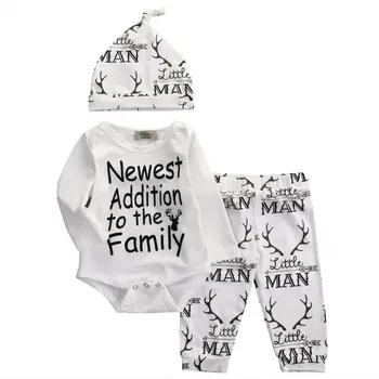 

Pudcoco Christmas Outfits for Newborns Infant Baby Boys Clothes Elk Long Sleeve Letter Print Romper Casual Pants Leggings Set