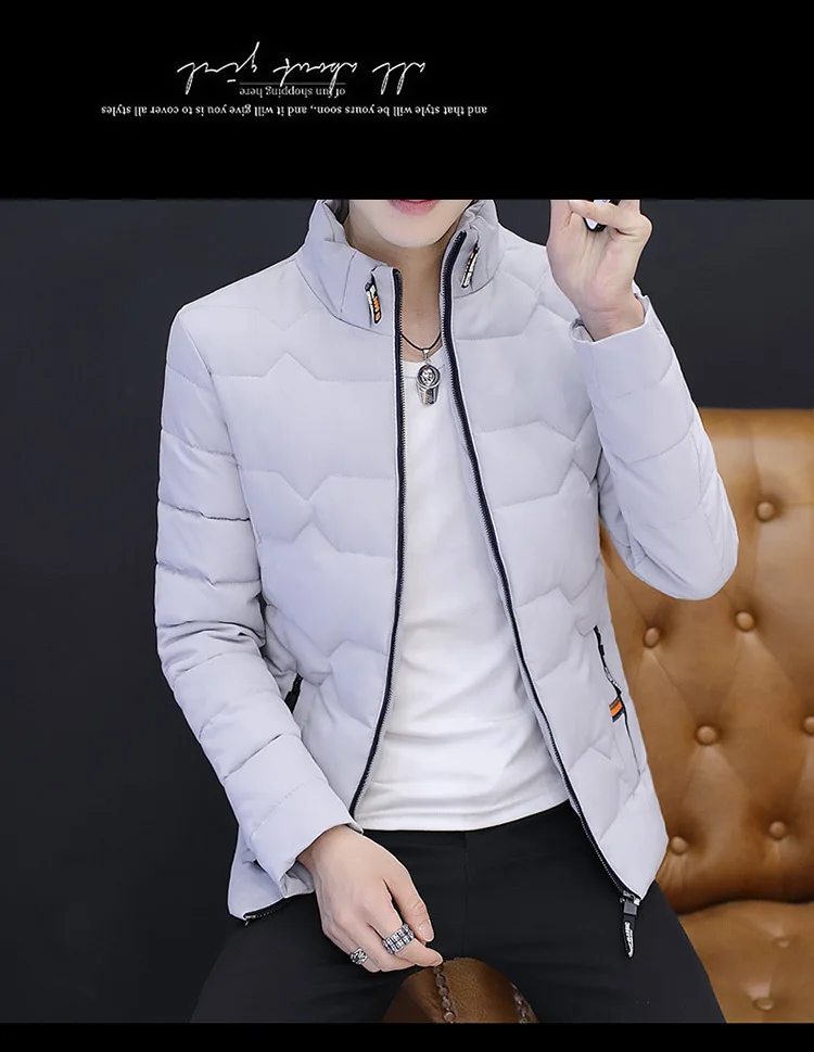 Korean-style Short Cool Versatile Stand Collar Trend Winter down Jacket Cotton-padded Clothes Handsome Cotton-padded Jacket Men'
