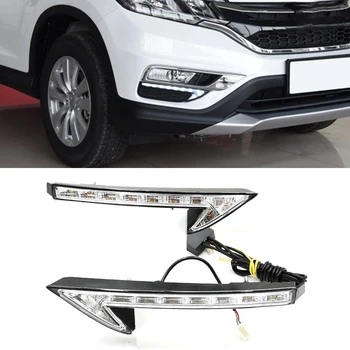 

Car Flashing 1 Pair LED DRL daytime running light with turn signal yellow function daylight For Honda CRV CR-V 2015 2016
