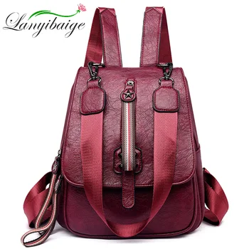 

Multifunction Female Backpack Women Leather Backpack For Teenager Girls School Bag Shoulder Travel Back pack Rucksacks Sac A Dos