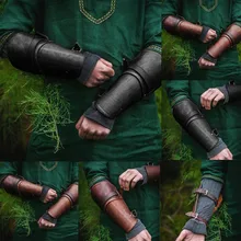 Для взрослых в средневековом стиле боевой воин в доспехах Ларп рыцарь Защита руки наручный ремешок пряжка кожаный браслет заклепки рукавица костюм реквизит для мужчин