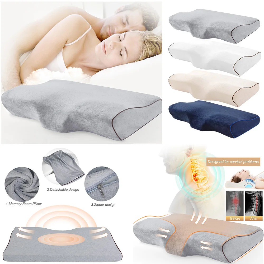 

Memory Foam Bedding Pillow Butterfly Shaped Relax Neck Protection Orthopedic Slow Rebound Cervical For Health Care 50x30cm