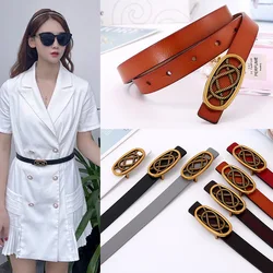 Ladies Thin Belt Dress Decoration Simple Wild Belt Luxury Designer Split Leather Casual Solid Color Female Belt