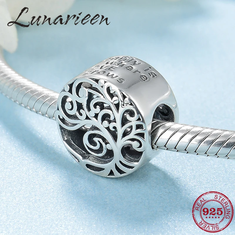 Hollow out Family is where love grows 925 Sterling Silver charm BeadsFit Original Charms European Bracelet Jewelry making | Украшения и