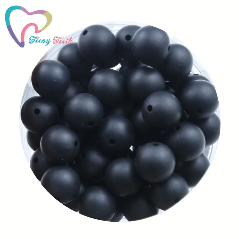 

Teeny Teeth 100 PCS Black 9-19 MM Perles BPA Free Baby Toy Diy Teether Teething Necklace Accessories Silicone Round Ball Beads