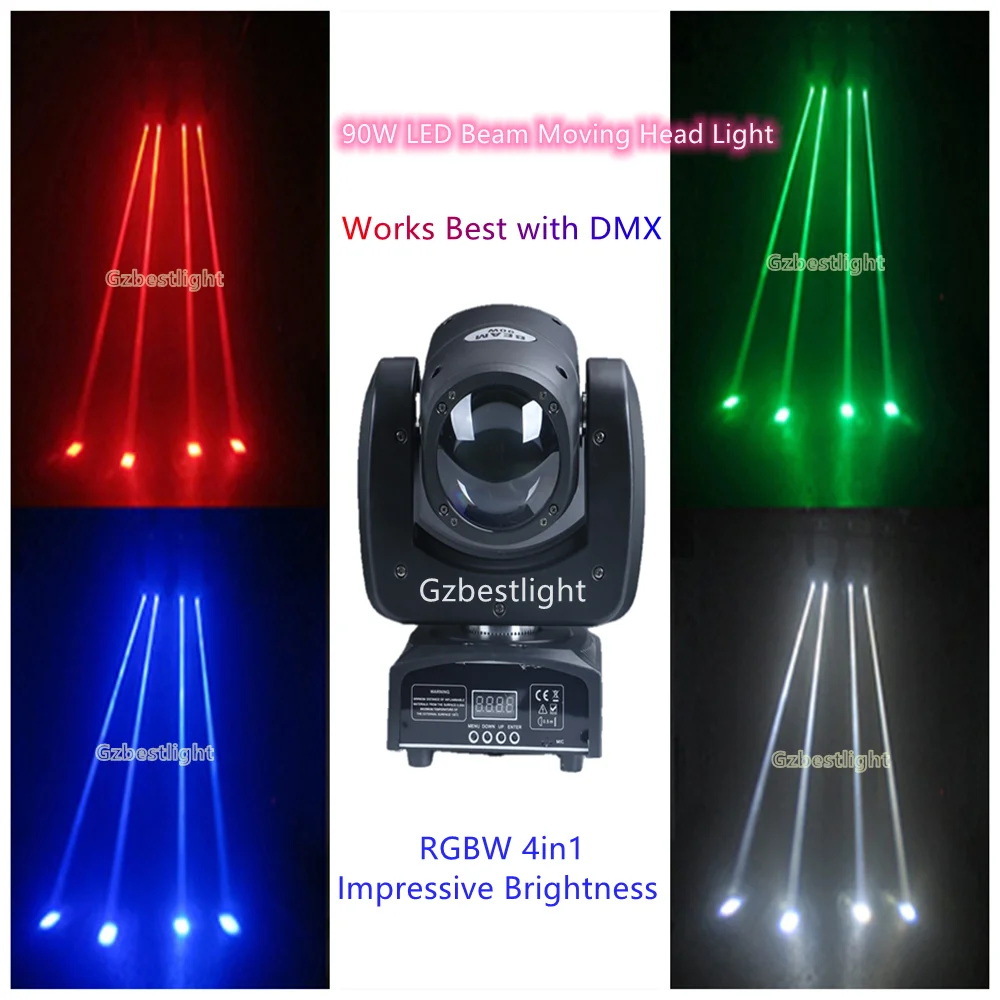 Haz de luz LED de cabeza móvil 4 en 1, 90W, RGBW, brillo impresionante,  mejor con DMX, soporte activado por sonido y Modo Automático para barras de  discoteca - AliExpress