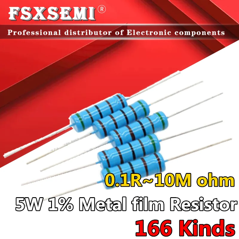 10pcs/lot 5W 1% Metal film Resistor resistance 0.1R~10M 1K 1.2 1.3 3.3 10 22 33 120 360 18 390 470 82 R K ohm 10K 100K 1M | Электронные