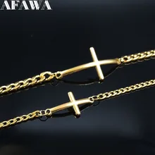 2 шт модные браслеты из нержавеющей стали с крестом цепочка для пар браслет золотого цвета ювелирные изделия pulsera pareja B18509