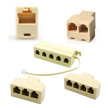 

Telephone Line Distribution Box 5 Way Socket 4C Rj11 Telephone Modular Jack Line Splitter Adapter Beige