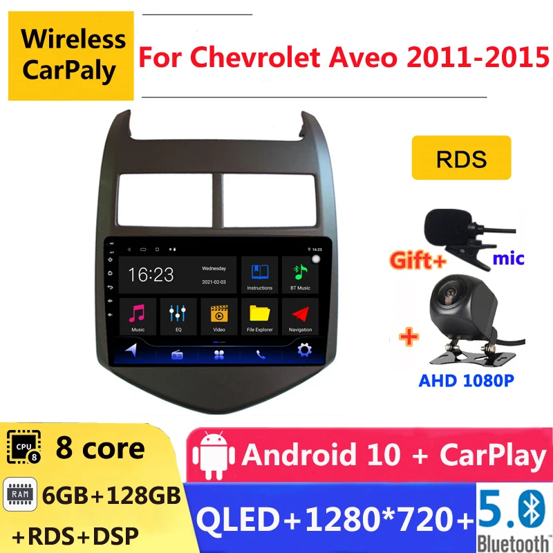 6G RAM 2 din android 10 car radio auto stereo for Chevrolet Aveo 2011 2012 13 2014 2015 navigation GPS DVD Multimedia Player | Автомобили
