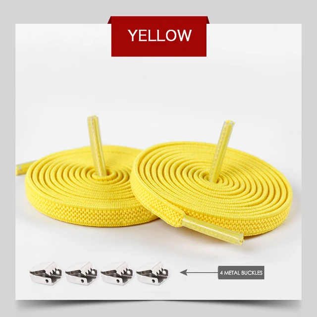 Elastic Shoelaces No Tie Shoe laces Outdoor Leisure Sneakers Quick Safety Flat Shoe lace Kids And Adult Unisex Lazy laces 1 Pair Yellow