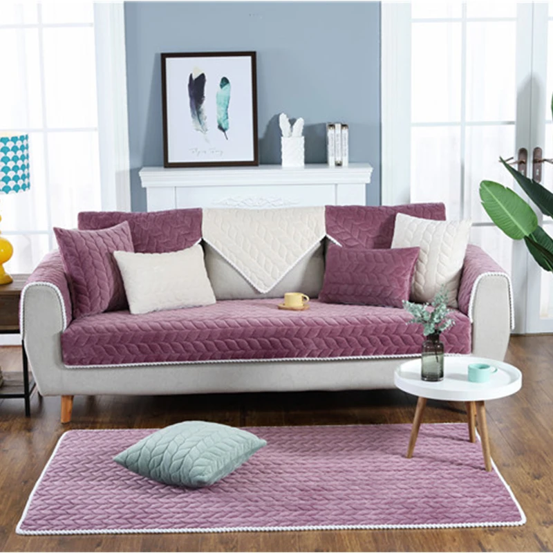 Thicken Plush Fabric Sofa Cover Lace Slip Resistant Slipcover Seat European Style Couch Cover Sofa Towel 4